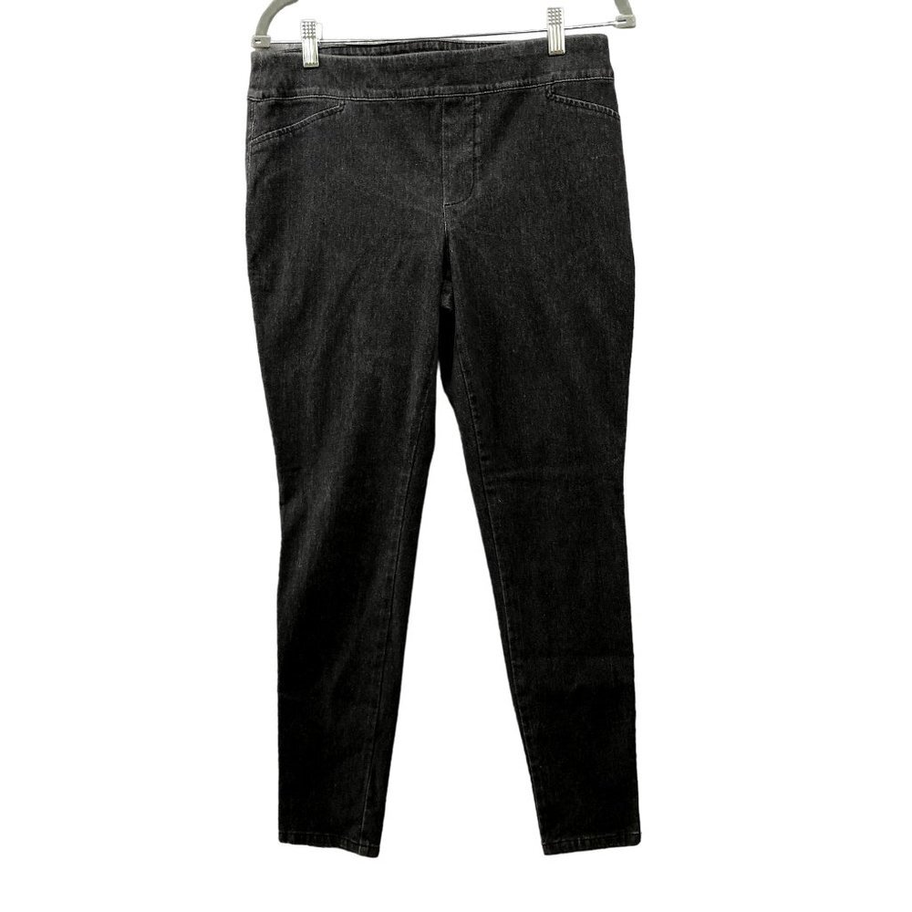 Calvin Klein Pull On Skinny Jeans Womens M Black Charcoal Wash Mid Rise Jegging